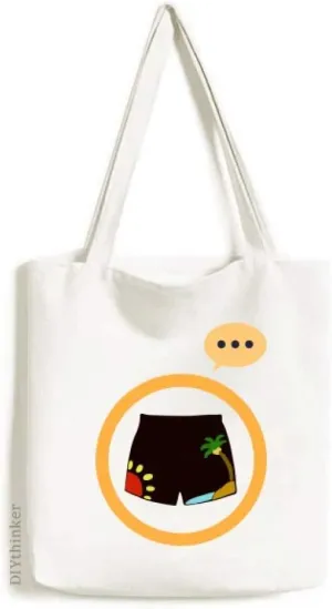 Black Beach Pant Illustration Pattern Expression Gift Sack Canvas Tote Shoulder Bag