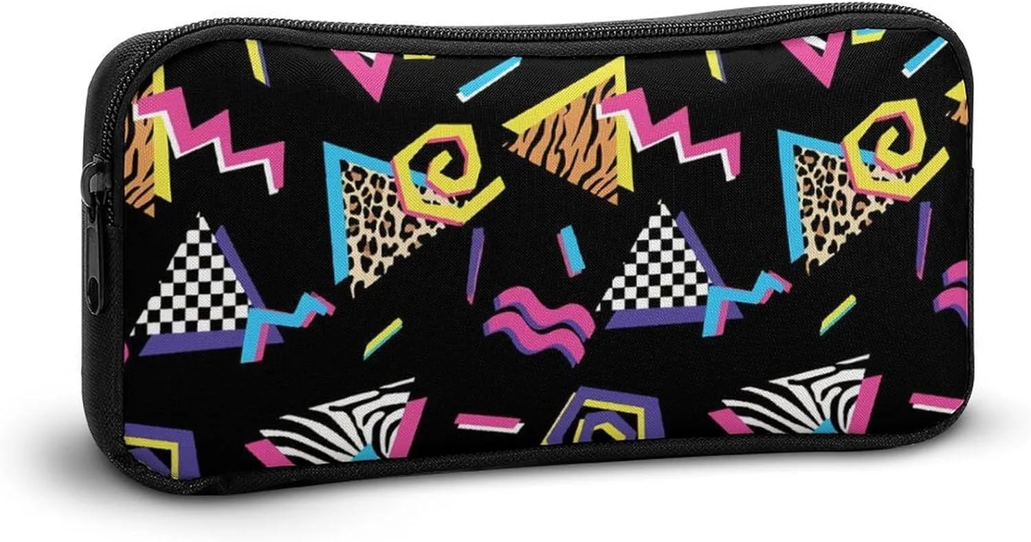 Black Complex Pattern Portable And Cute Large Capacity Stationery Bag