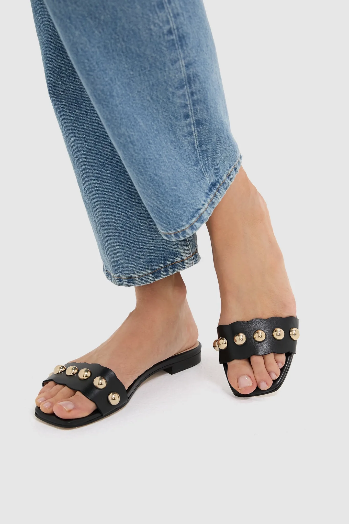 Black Leather Brooke Sandals