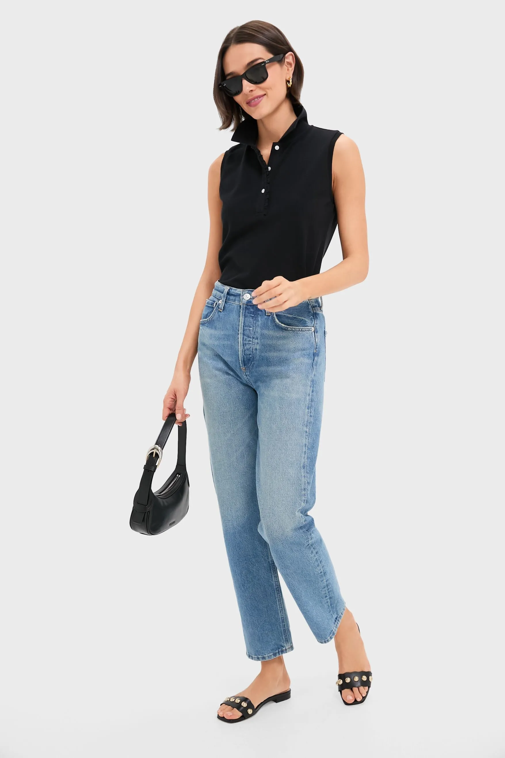 Black Leather Brooke Sandals