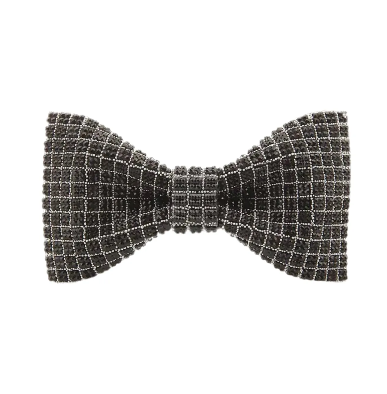 Black Plaid Beaded Bowtie