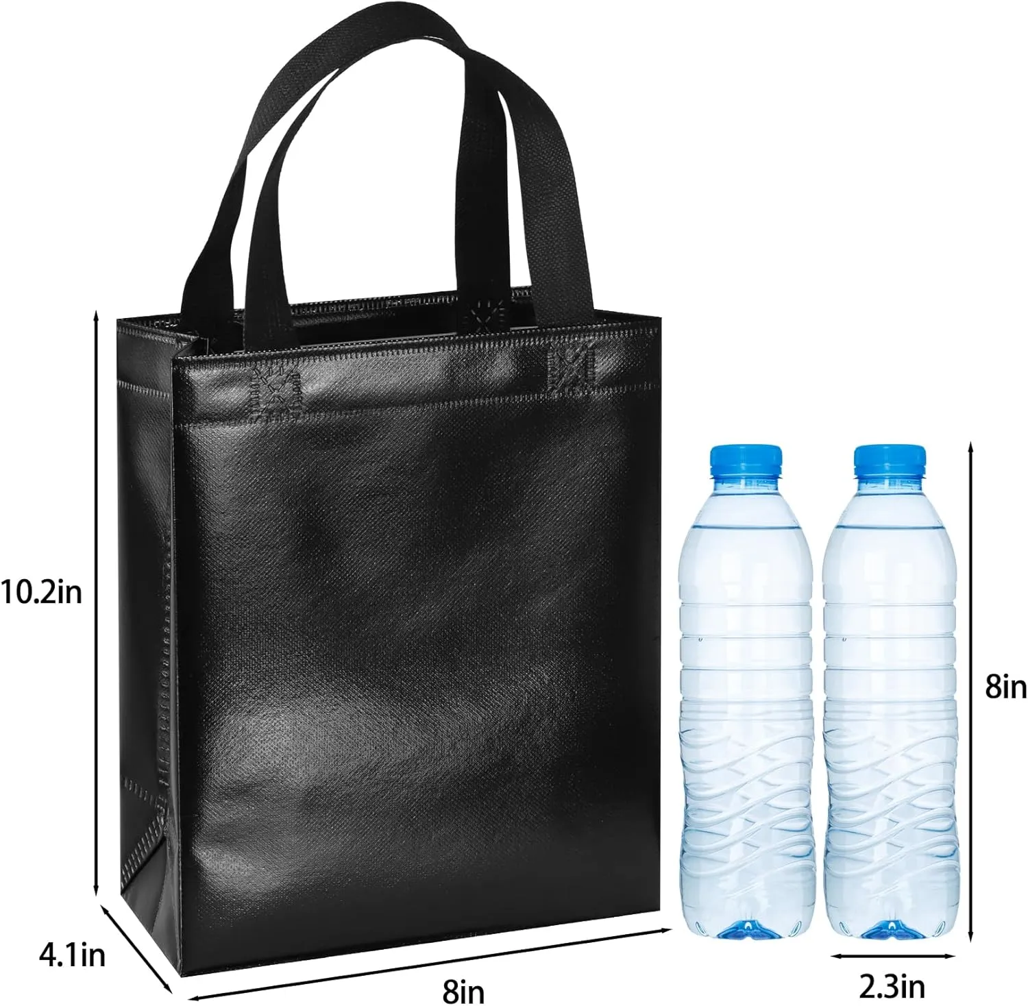 BLEWINDZ 18Pcs Black Reusable Party Favor Bags with Tissues, Medium size Goodie Bags - Perfect as Birthday Gift Bag, Shopping Bag