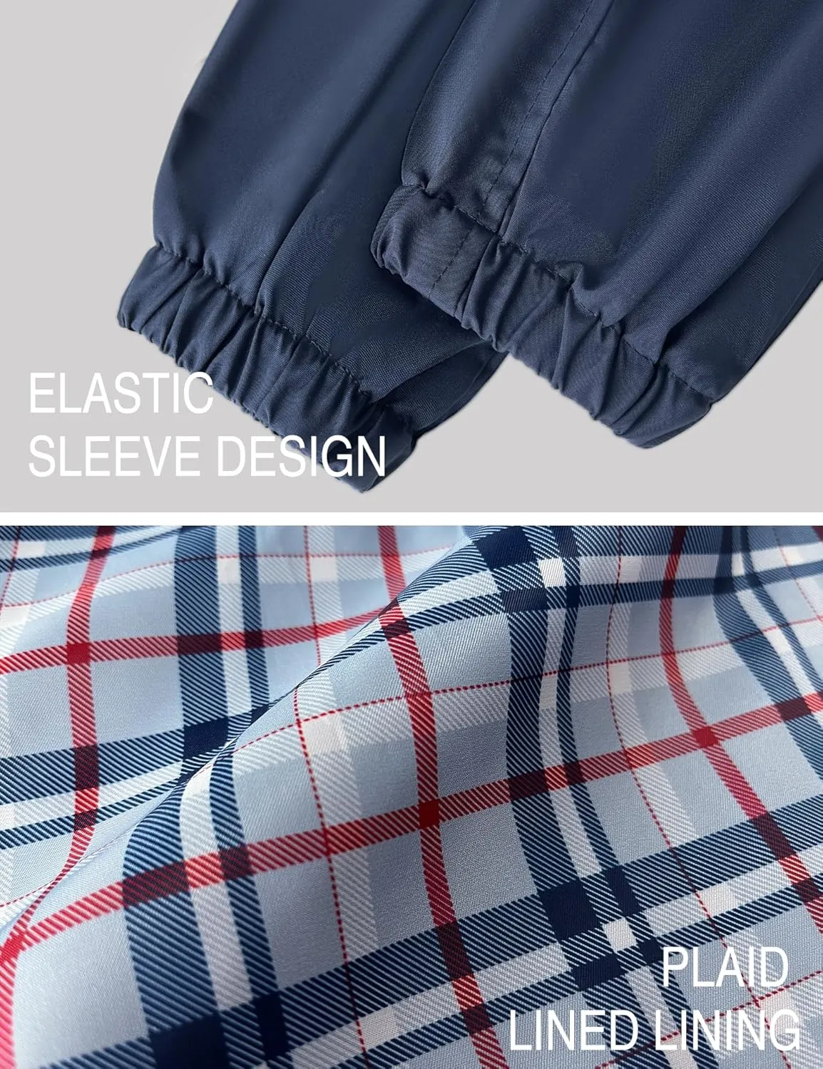 Bloggerlove Rain Jacket Women Lightweight Raincoats Outdoor Waterproof Windbreaker Hooded Plaid Lined Trench Coat S-XXL