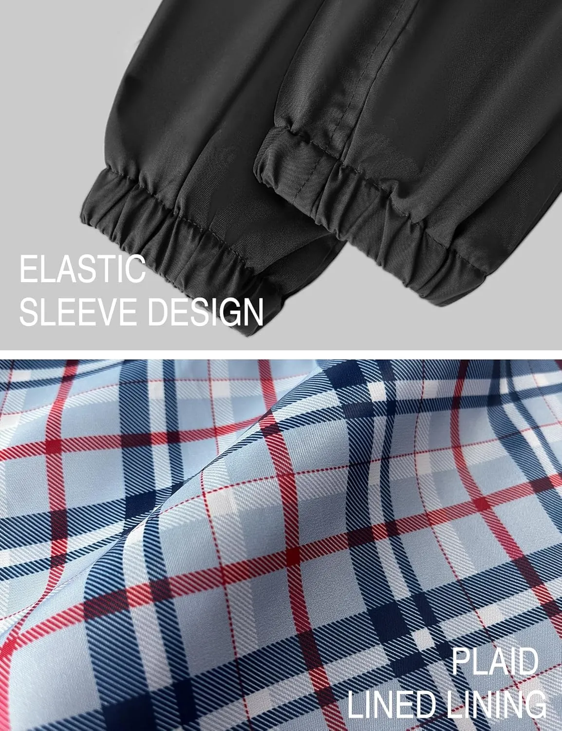 Bloggerlove Rain Jacket Women Lightweight Raincoats Outdoor Waterproof Windbreaker Hooded Plaid Lined Trench Coat S-XXL