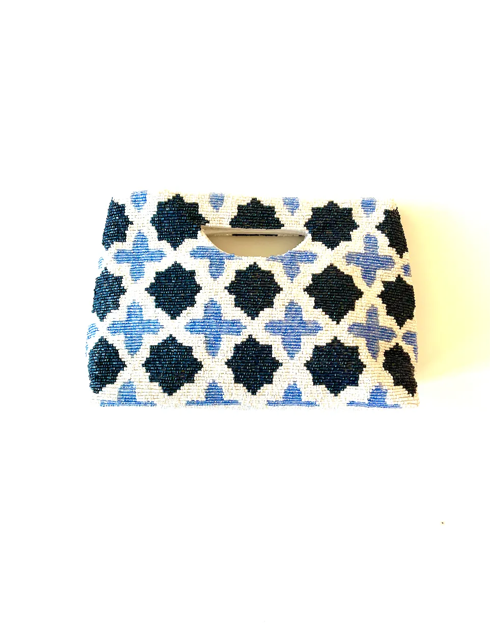 Blue Lattice Cut Out Clutch