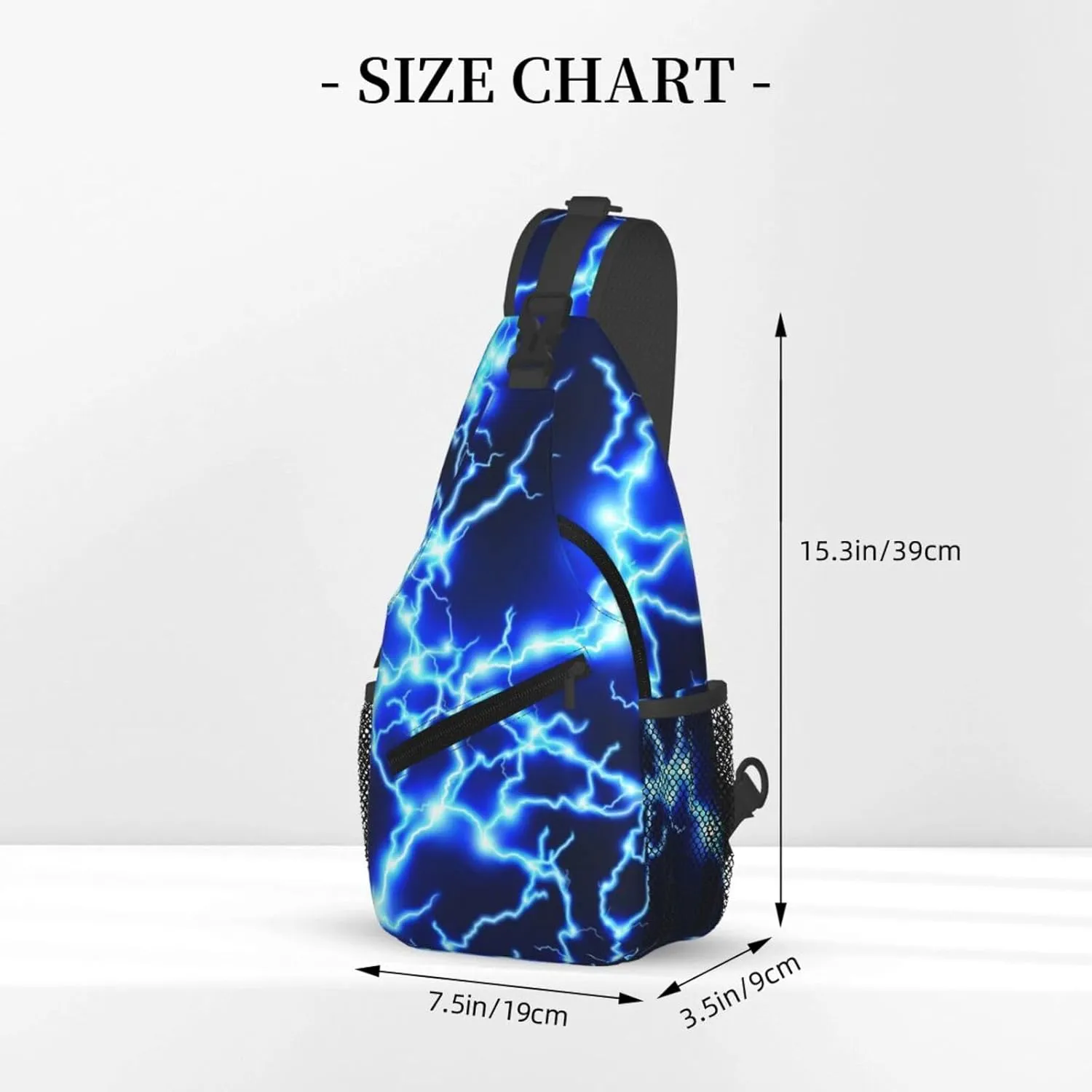 Blue lightning pattern Crossbody Bag Adjustable Sling Bag Casual Chest Bags Travel Shoulder Backpack