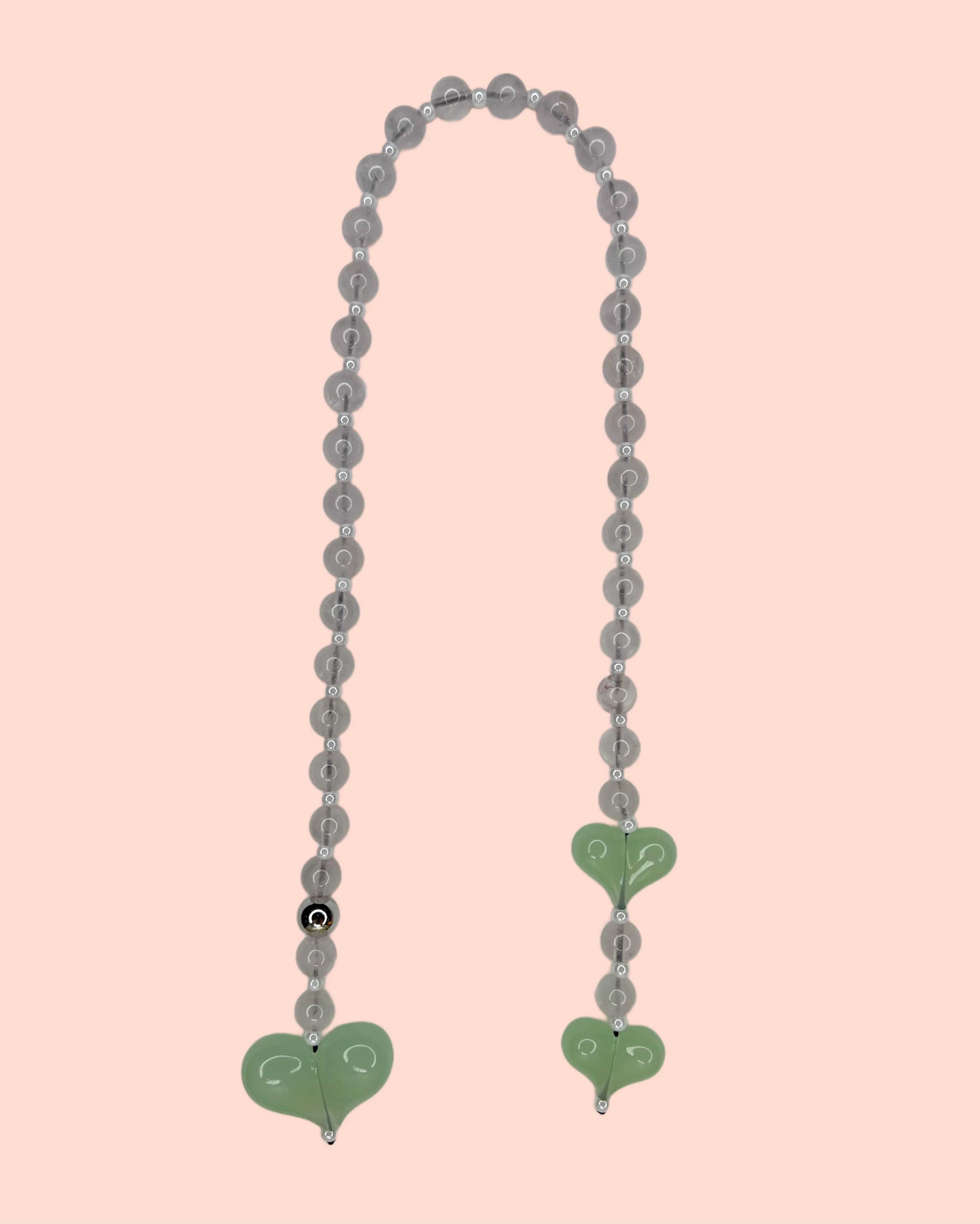 Blush Mint Handmade Beaded Heart Bag Charm