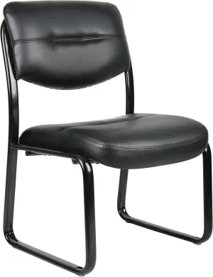 Boss Office Products Leather Sled Base Side Chair in Black