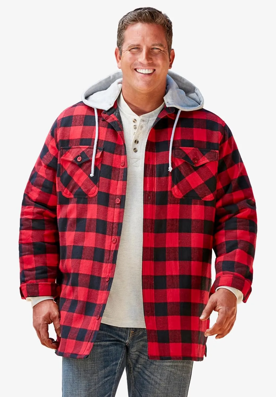 Boulder Creek by Kingsize Men's Big & Tall Removable Hooded Shirt Jacket