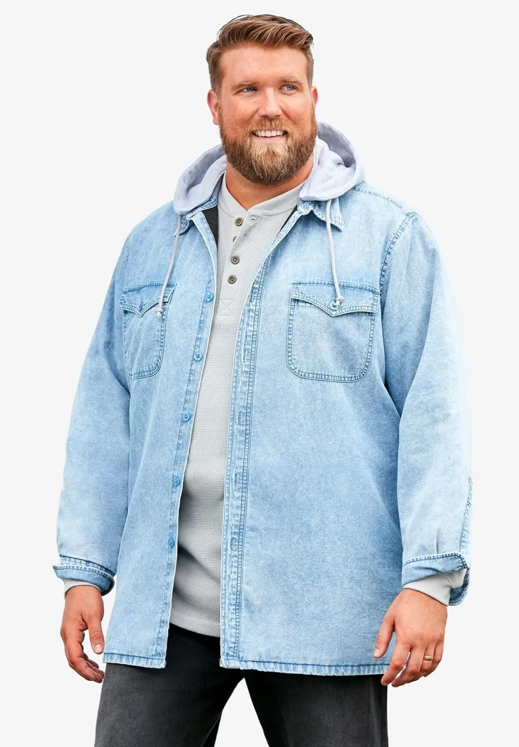 Boulder Creek by Kingsize Men's Big & Tall Removable Hooded Shirt Jacket