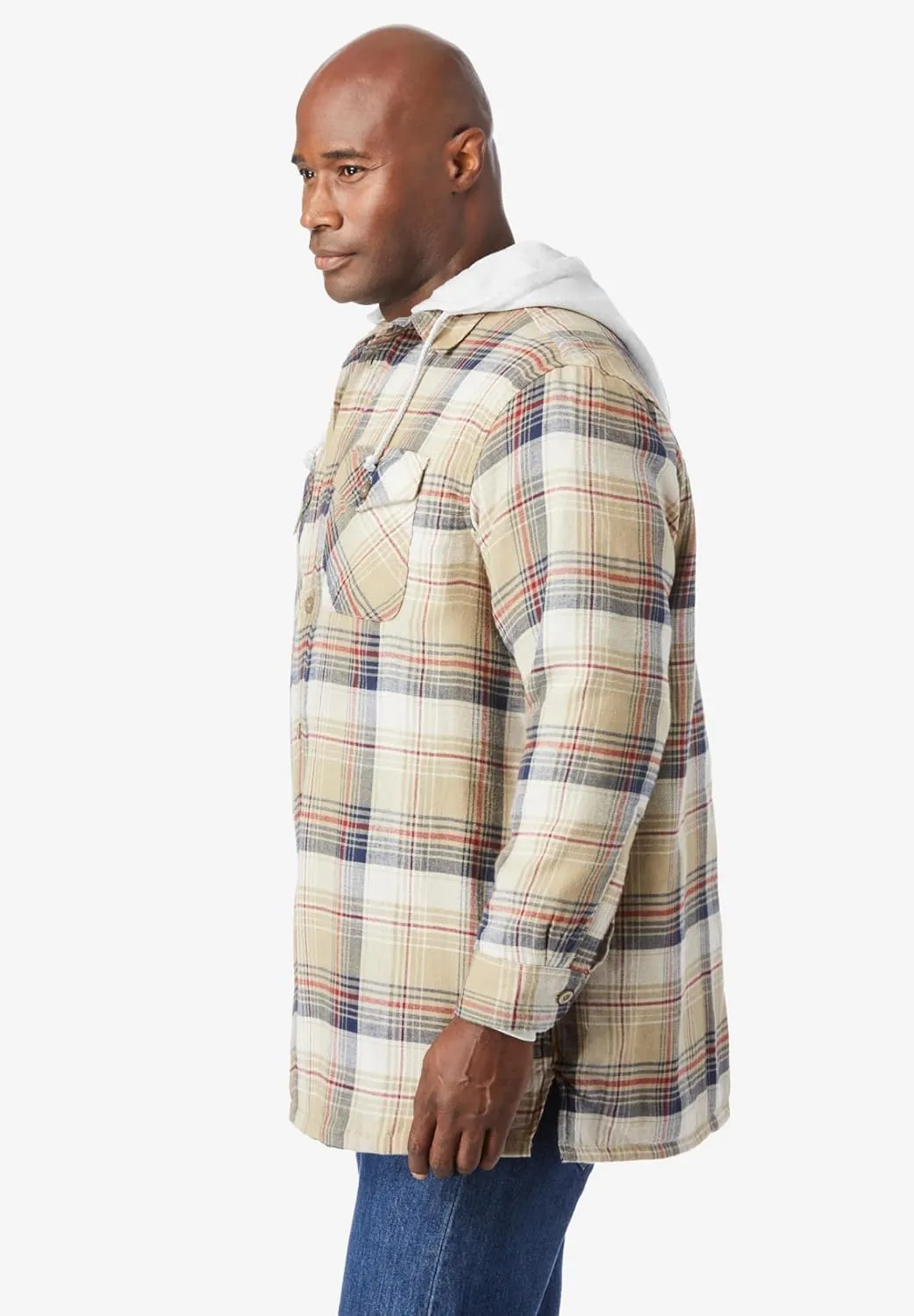 Boulder Creek by Kingsize Men's Big & Tall Removable Hooded Shirt Jacket