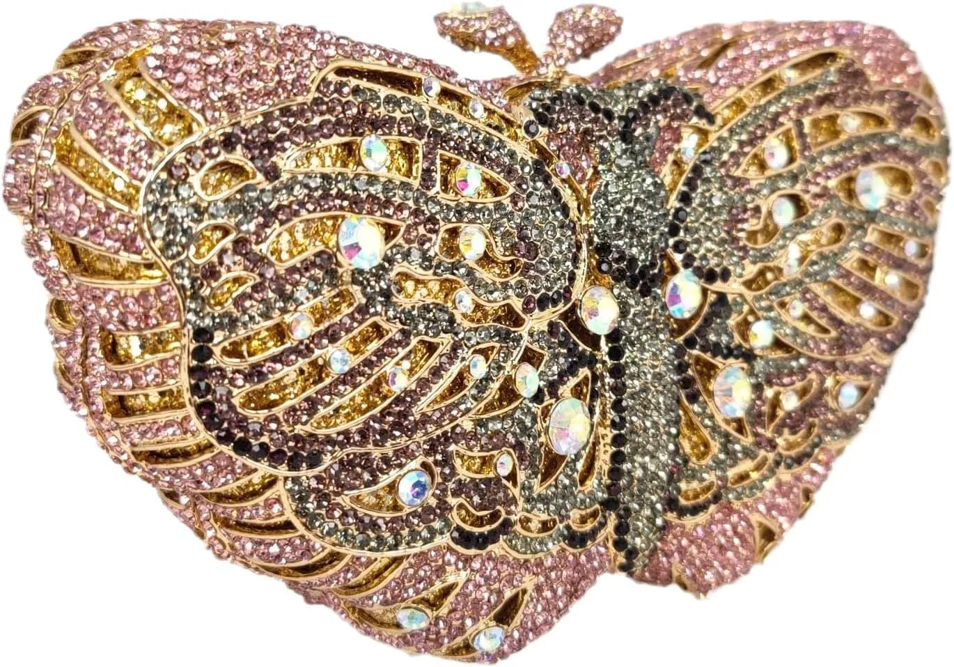 Boutique De FGG Butterfly Clutch Minaudiere Bag Women Rhinestone Evening Handbags Bridal Wedding Crystal Clutch Purse,Mini