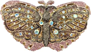 Boutique De FGG Butterfly Clutch Minaudiere Bag Women Rhinestone Evening Handbags Bridal Wedding Crystal Clutch Purse,Mini