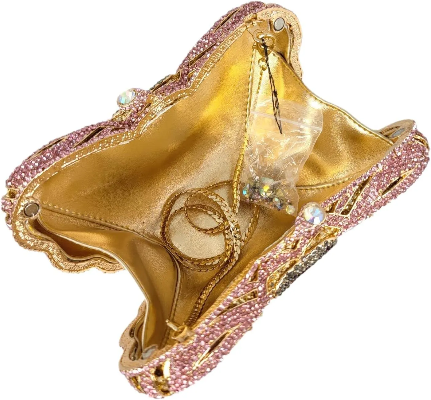 Boutique De FGG Butterfly Clutch Minaudiere Bag Women Rhinestone Evening Handbags Bridal Wedding Crystal Clutch Purse,Mini