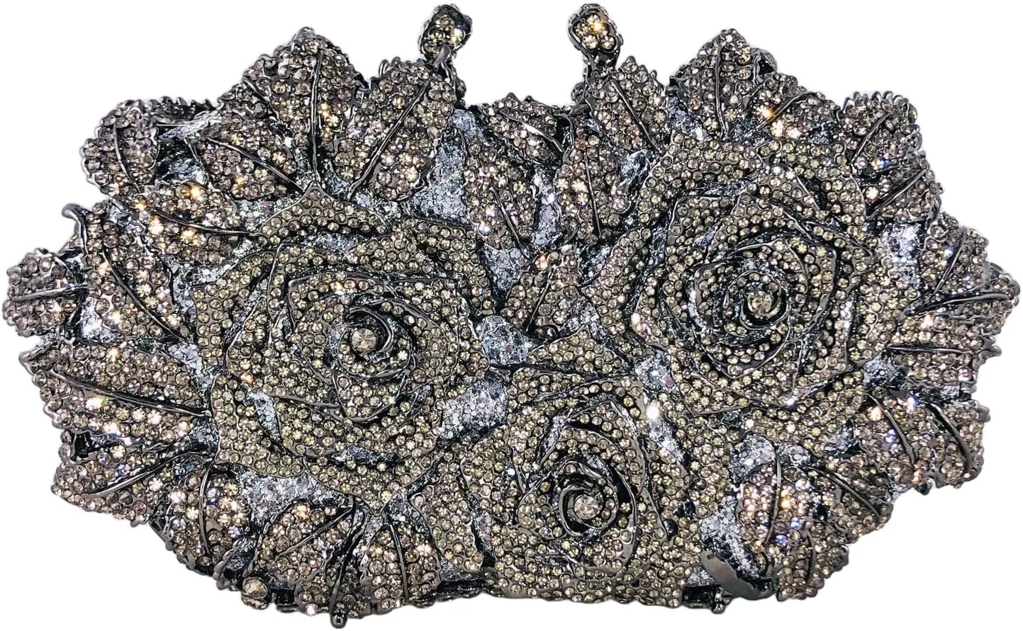 Boutique De FGG Dazzling Flower Evening Bags For Women Formal Party Rhinestone Handbags Wedding Crystal Clutch Purse,Mini