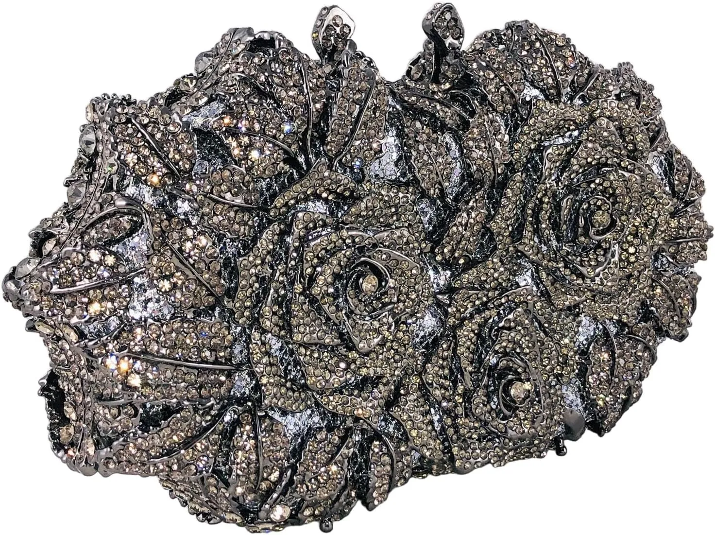 Boutique De FGG Dazzling Flower Evening Bags For Women Formal Party Rhinestone Handbags Wedding Crystal Clutch Purse,Mini