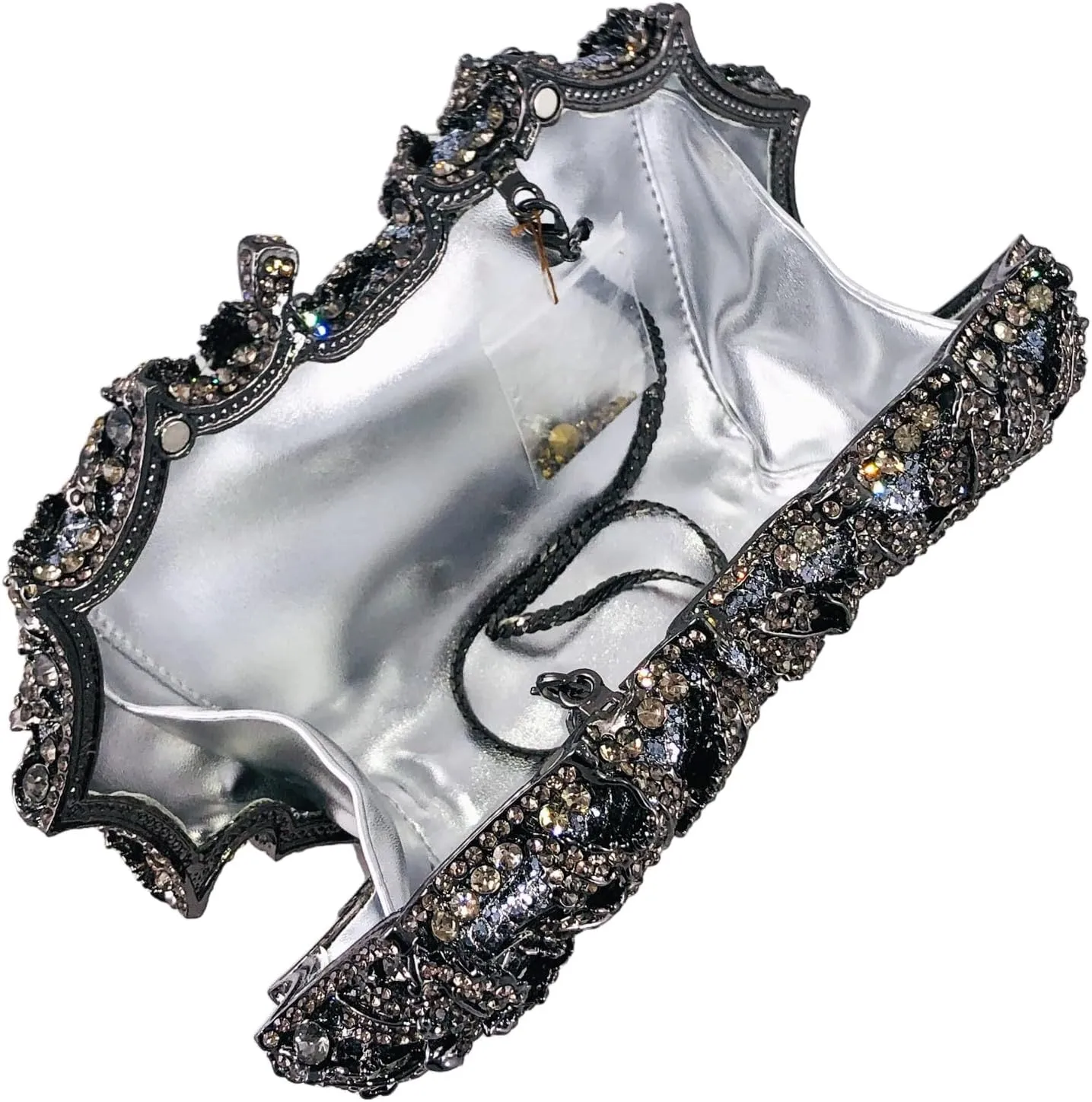 Boutique De FGG Dazzling Flower Evening Bags For Women Formal Party Rhinestone Handbags Wedding Crystal Clutch Purse,Mini