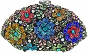 Boutique De FGG Flower Crystal Clutch Purses for Women Evening Bags Formal Wedding Handbag Party Rhinestone Clutch Bag,Mini