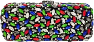 Boutique De FGG Women Crystal Clutch Bag Minaudiere Box Handbag Party Prom Rhinestone Clutch Purse Wedding Bag, Mini