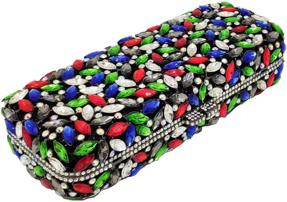 Boutique De FGG Women Crystal Clutch Bag Minaudiere Box Handbag Party Prom Rhinestone Clutch Purse Wedding Bag, Mini