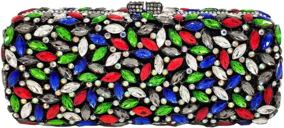 Boutique De FGG Women Crystal Clutch Bag Minaudiere Box Handbag Party Prom Rhinestone Clutch Purse Wedding Bag, Mini