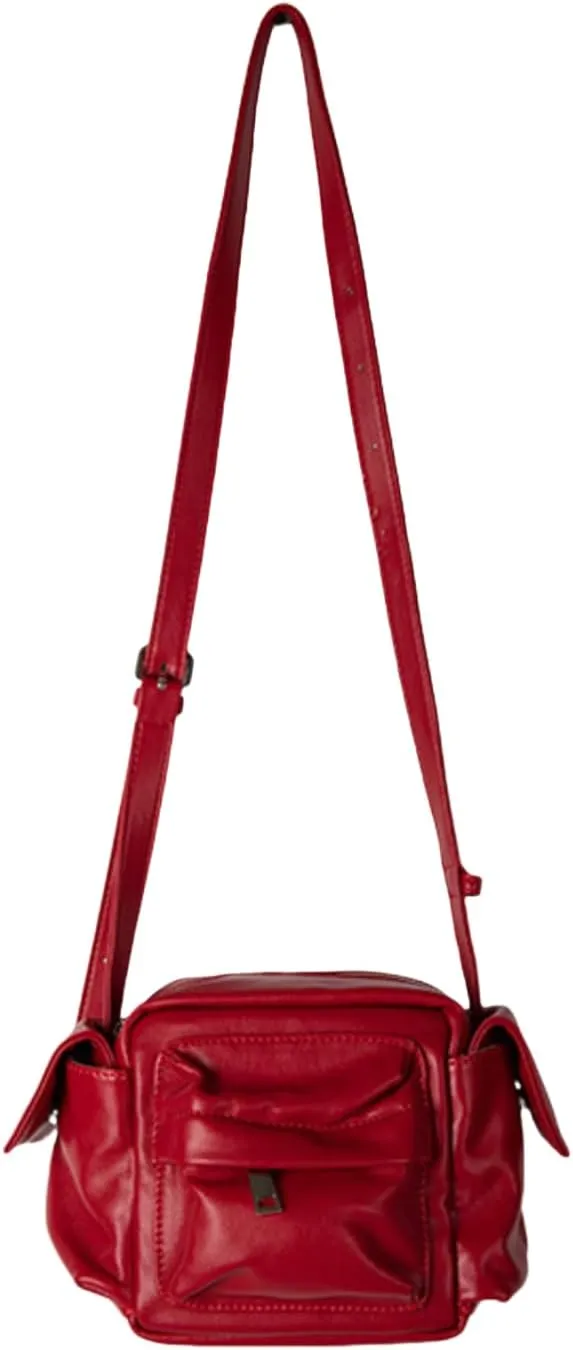Boxy Soft Leather Crossbody Bag, Versatile Single Shoulder Bag Small Square Bag,Comfortable Handles Bag
