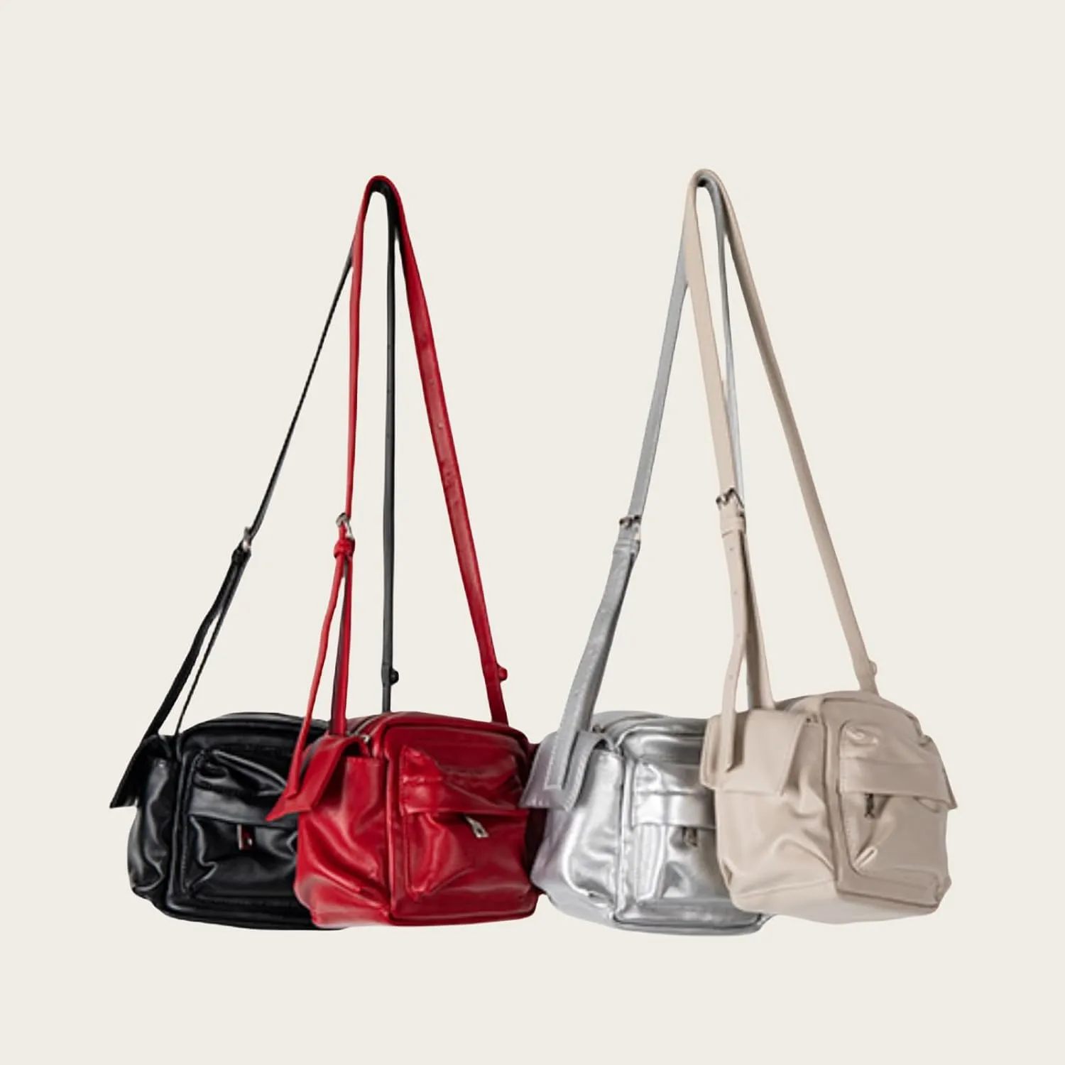 Boxy Soft Leather Crossbody Bag, Versatile Single Shoulder Bag Small Square Bag,Comfortable Handles Bag