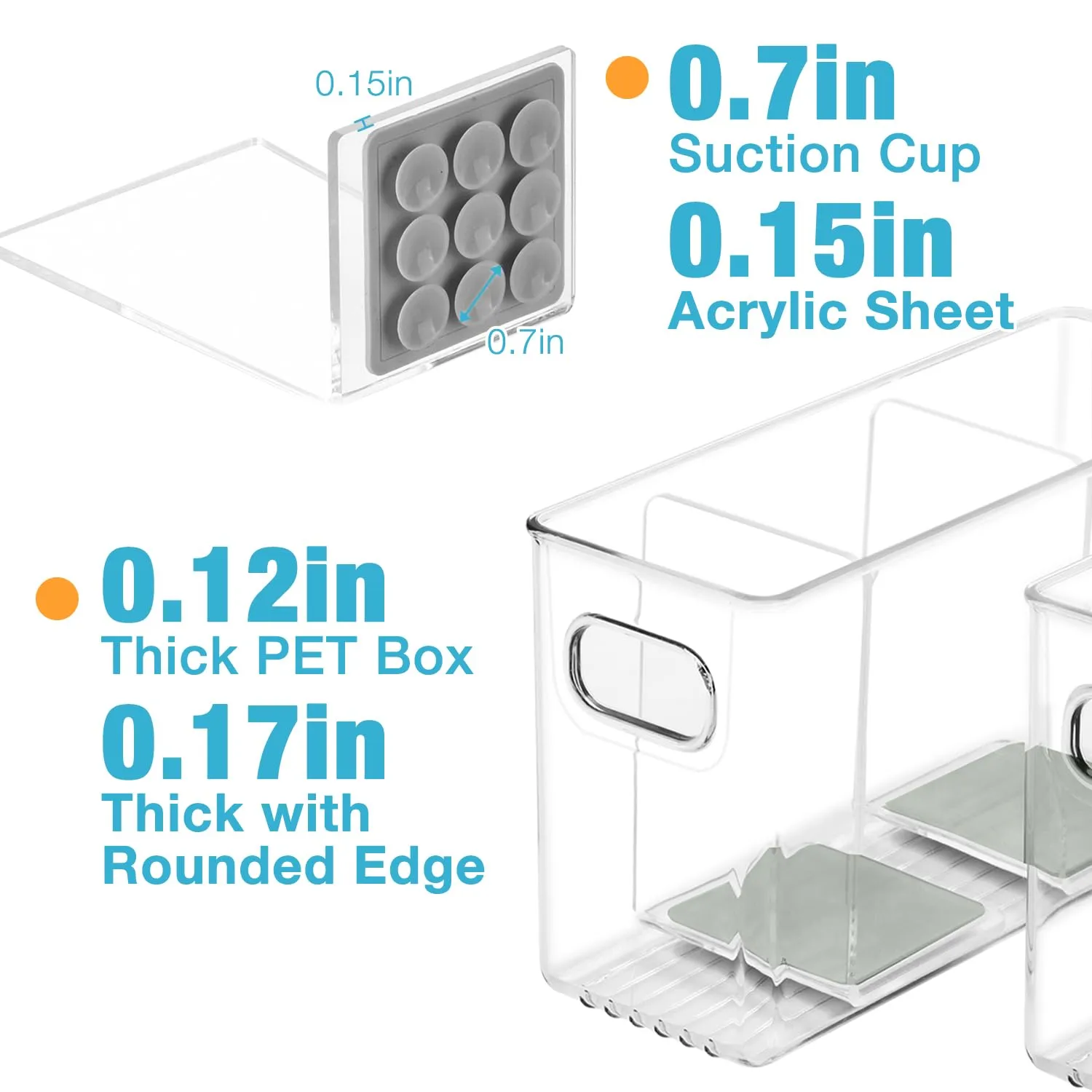 Breastmilk Storage Container with L Shaped Dividers to Flatten Standing Breast Milk Bags in Organizer Bins Save Refrigerator Space | 2 Containers with 4 Removable Separator Boards - Gray