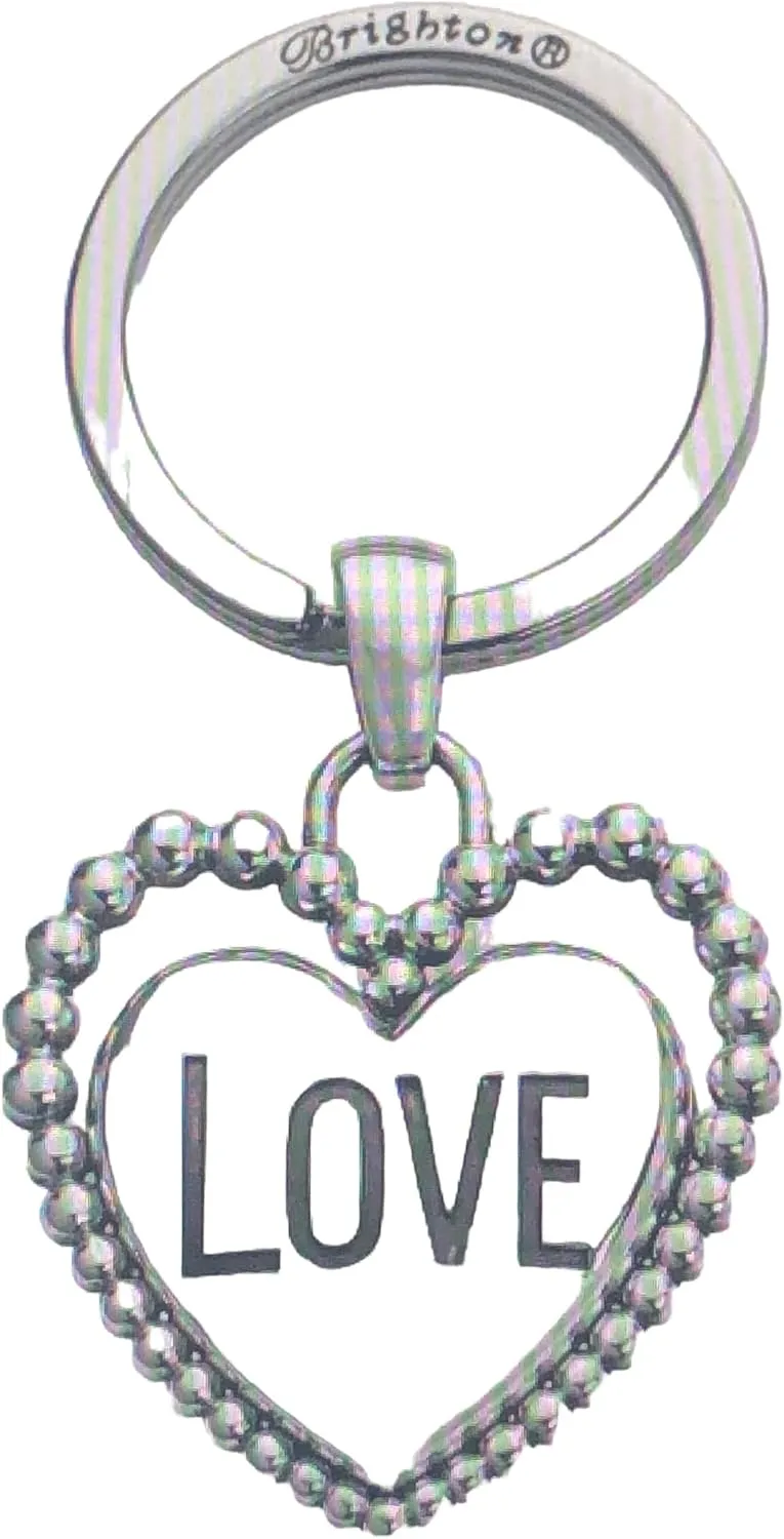 Brighton Beaded Love Heart Key fob Silver Plated, Small