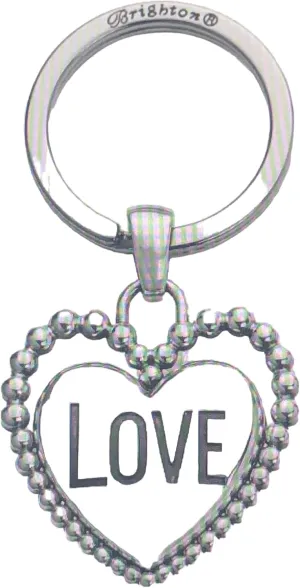 Brighton Beaded Love Heart Key fob Silver Plated, Small