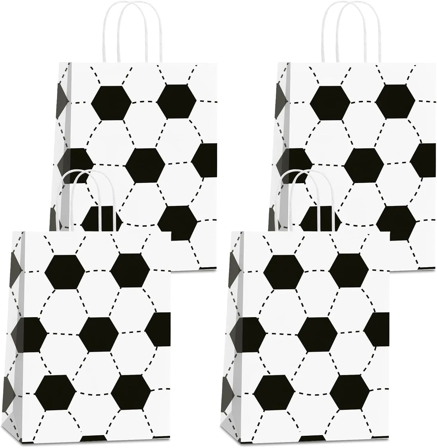 Bsitao 16 PCS Soccer Party Gift Bags for Soccer Party Supplies Birthday Decorations Party Favor Goody Treat Candy Bag Soccer Pattern Gift Bag Birthday Party Supplies for Kid Adult