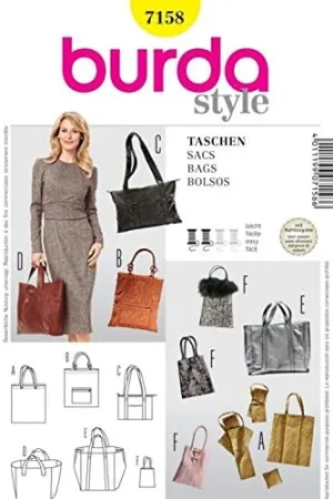Burda Easy Accessories Sewing Pattern 7158 Shopping Bags & Handbags