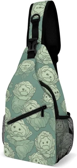 Cabbage Pattern Sling Bag Crossbody Chest Bags Hiking Backpack Shoulder Backpack For Women Men Travel