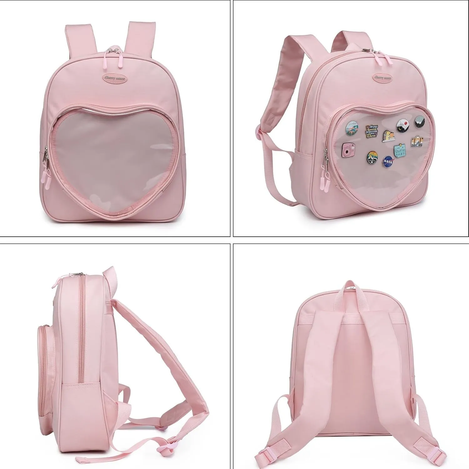 Canvas Ita Bag Backpack Heart Shaped Purse JK Uniform Bags for Anime Pins Display