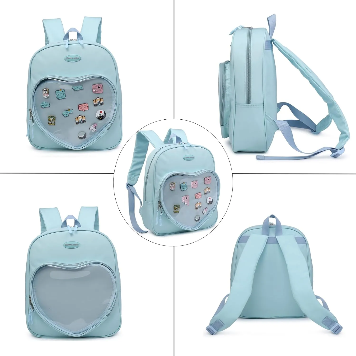 Canvas Ita Bag Backpack Heart Shaped Purse JK Uniform Bags for Anime Pins Display