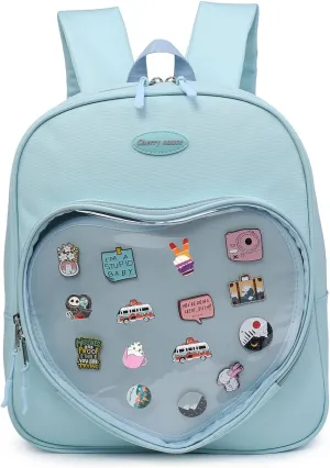 Canvas Ita Bag Backpack Heart Shaped Purse JK Uniform Bags for Anime Pins Display