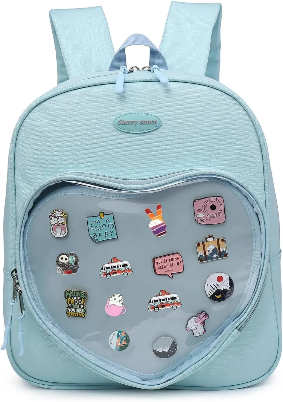 Canvas Ita Bag Backpack Heart Shaped Purse JK Uniform Bags for Anime Pins Display
