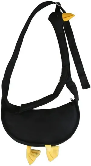 Canvas Shoulder Handbag Duck Purse for Women Extra Long Duck Neck Crossbody Bag with Adjustable Strap