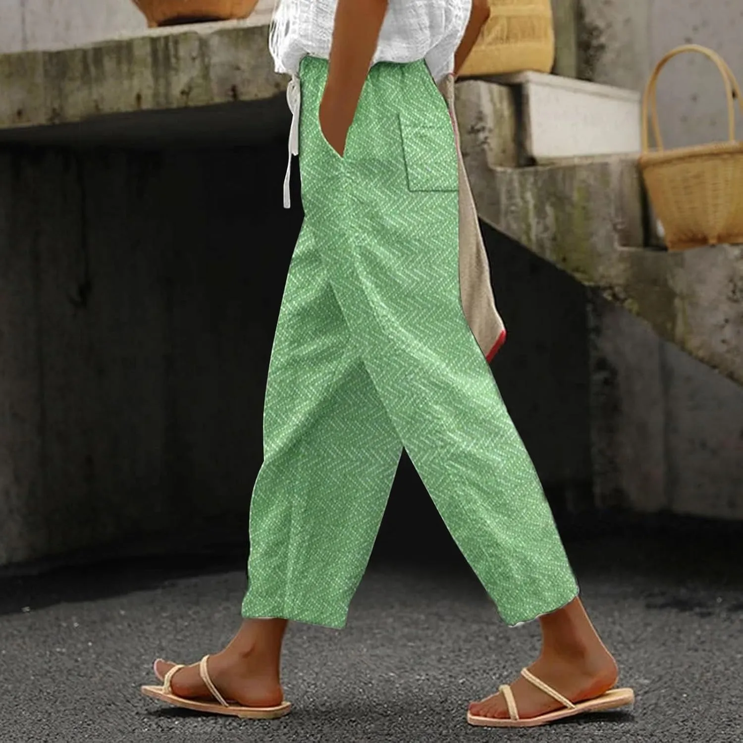 Capris Pants for Women Pants Drawstring Capri Pants with Pockets Wide Leg Cropped Pants for Women Capris Pants for