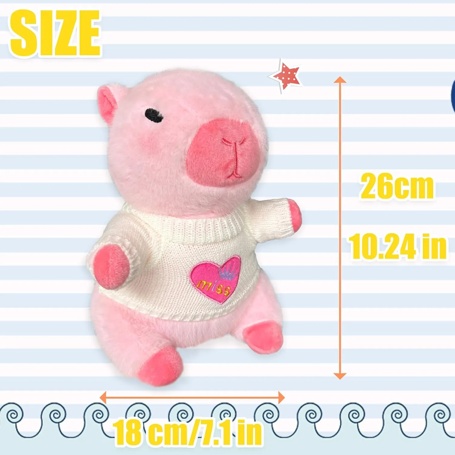 Capybara Plush Toy with 7 Pcs Clothes & Accessories, Cute Capybara Stuffed Animal with Outfits (Pink)
