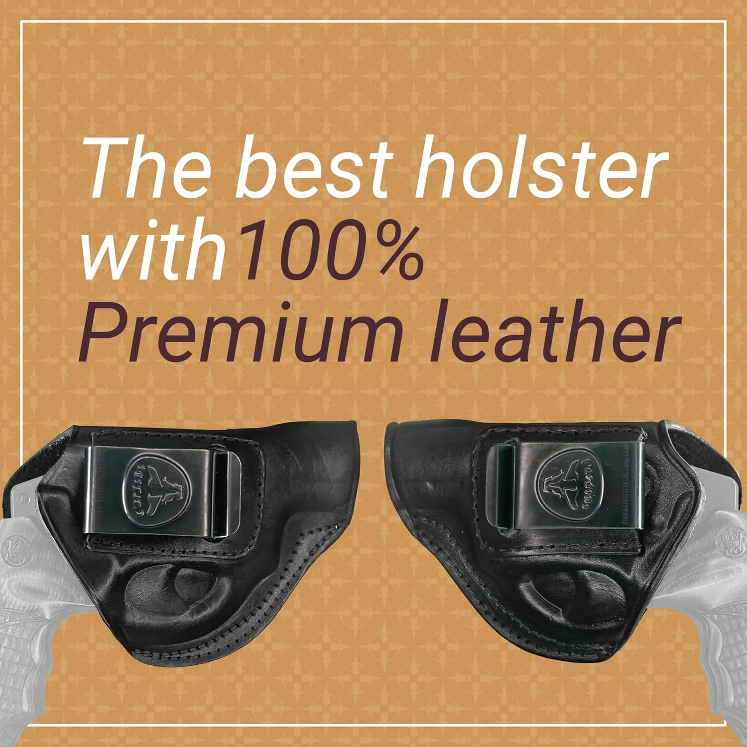 Cardini Leather Premium IWB Holster for 5-Shot Revolvers, S&W J Frame, Taurus 605, 642 Airweight, 38 Special