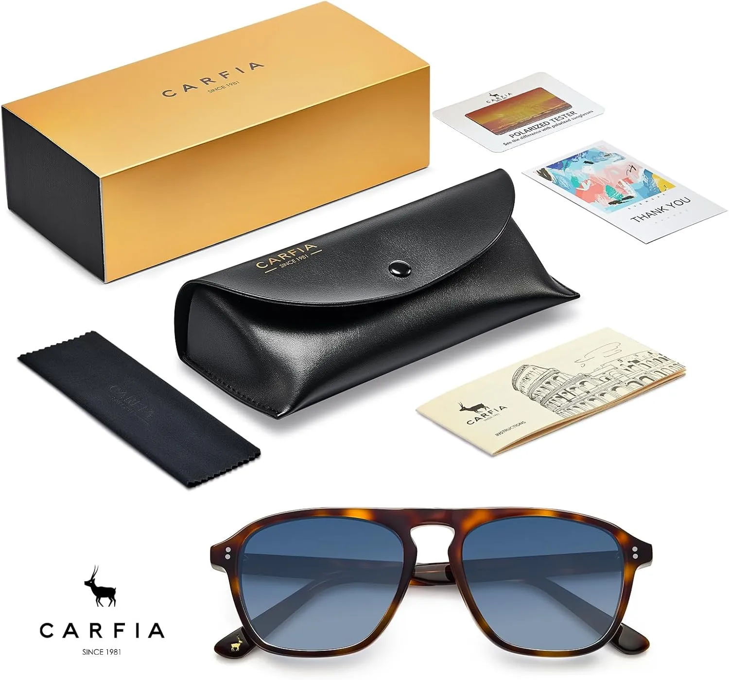 CARFIA Acetate Polarized Men's Sunglasses - Pilot Design, UV Protection CA5355