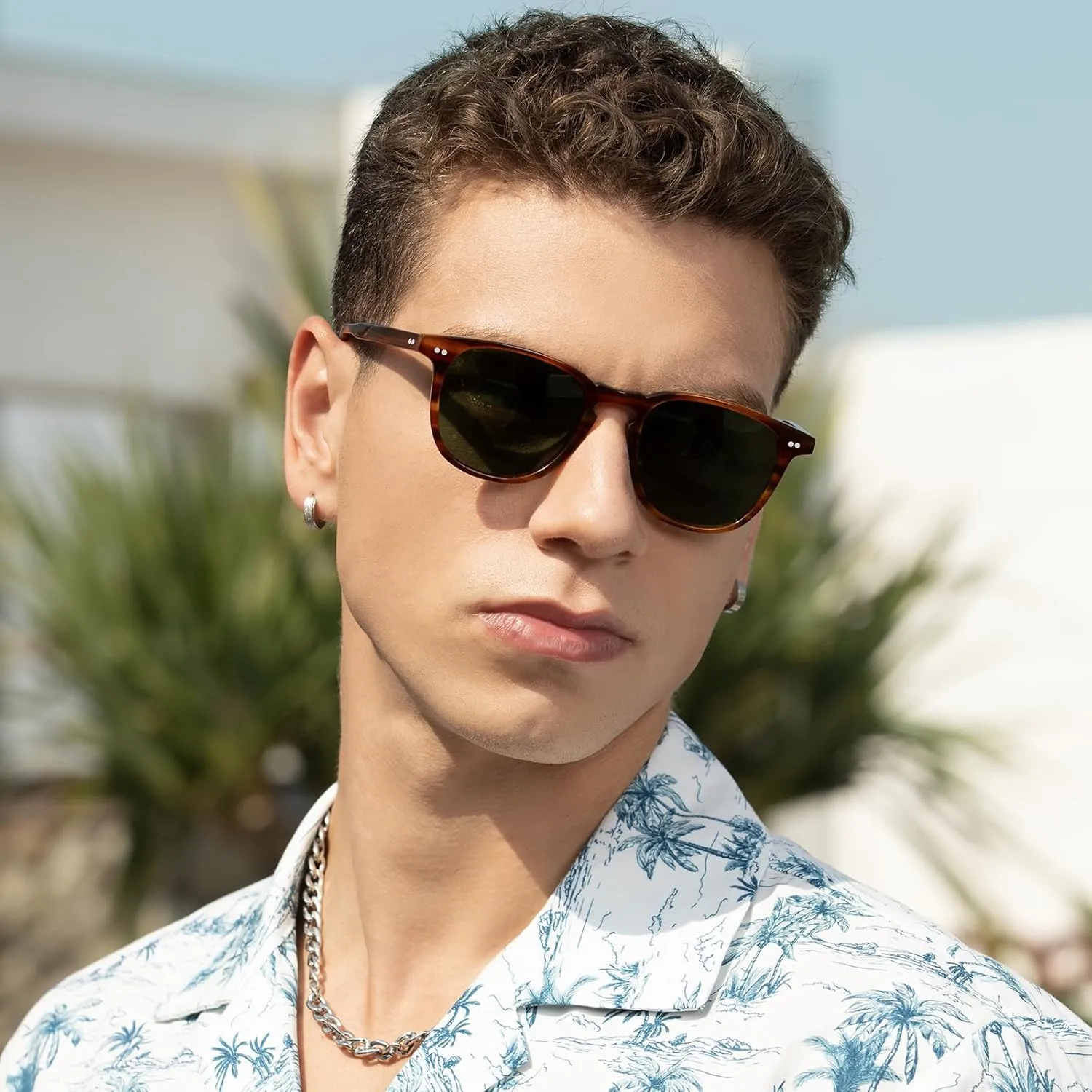 CARFIA Acetate Polarized Sunglasses for Men UV Protection Hand-Crafted Frame CA5285L