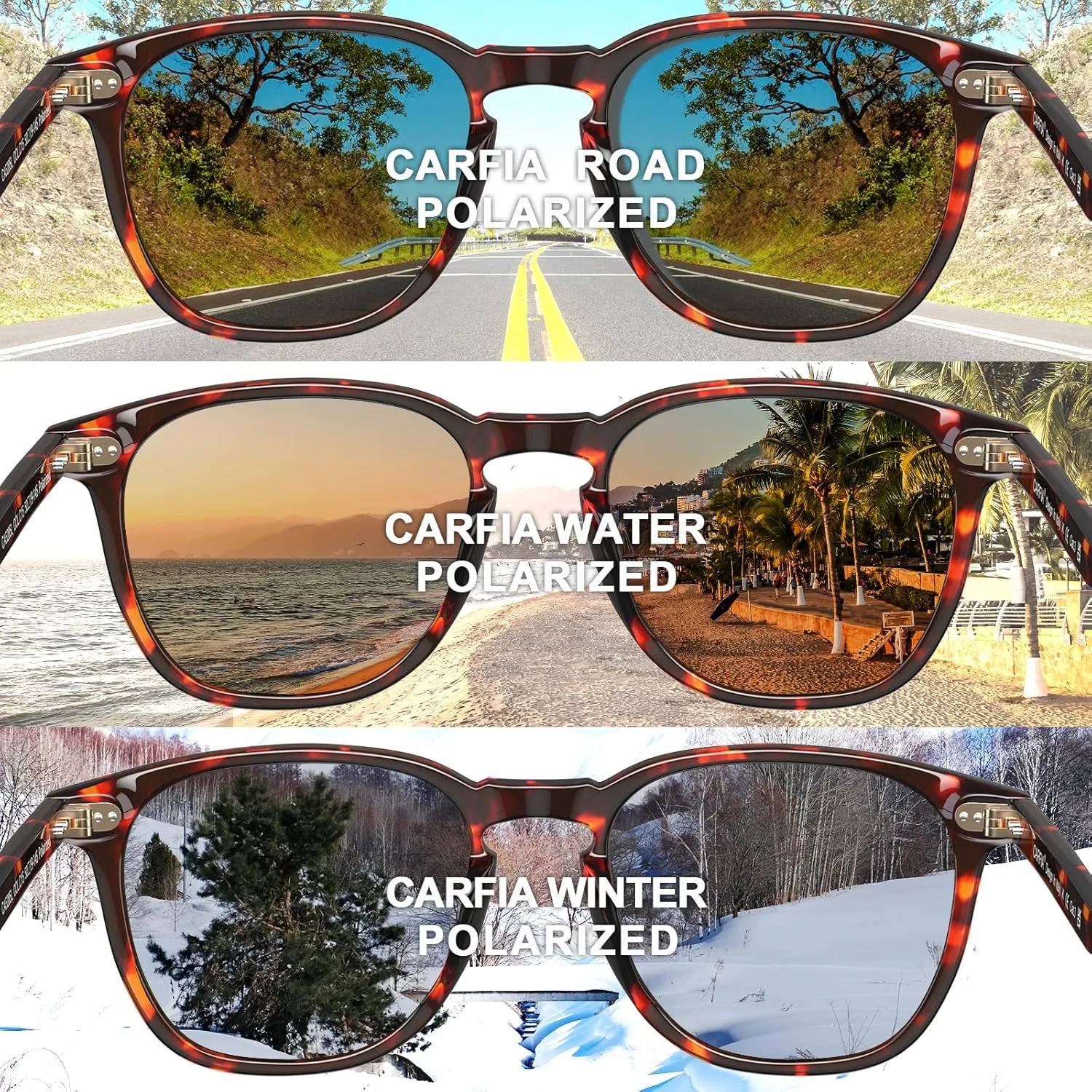 CARFIA Acetate Polarized Sunglasses for Men UV Protection Hand-Crafted Frame CA5285L