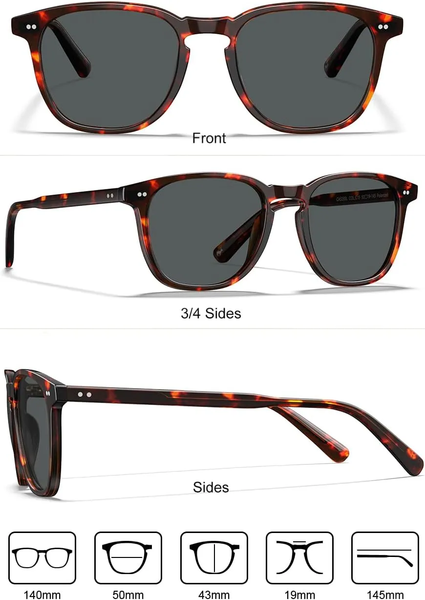 CARFIA Acetate Polarized Sunglasses for Men UV Protection Hand-Crafted Frame CA5285L