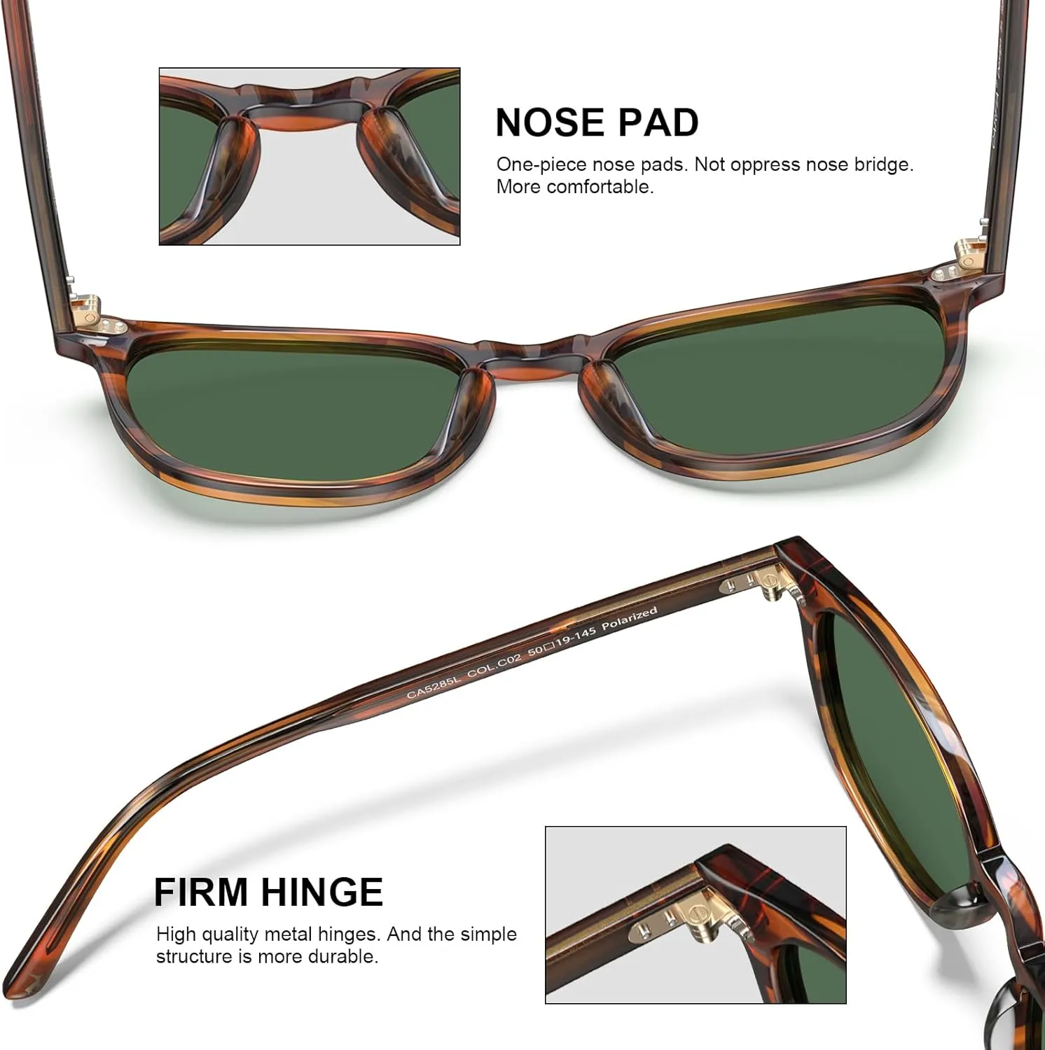 CARFIA Acetate Polarized Sunglasses for Men UV Protection Hand-Crafted Frame CA5285L