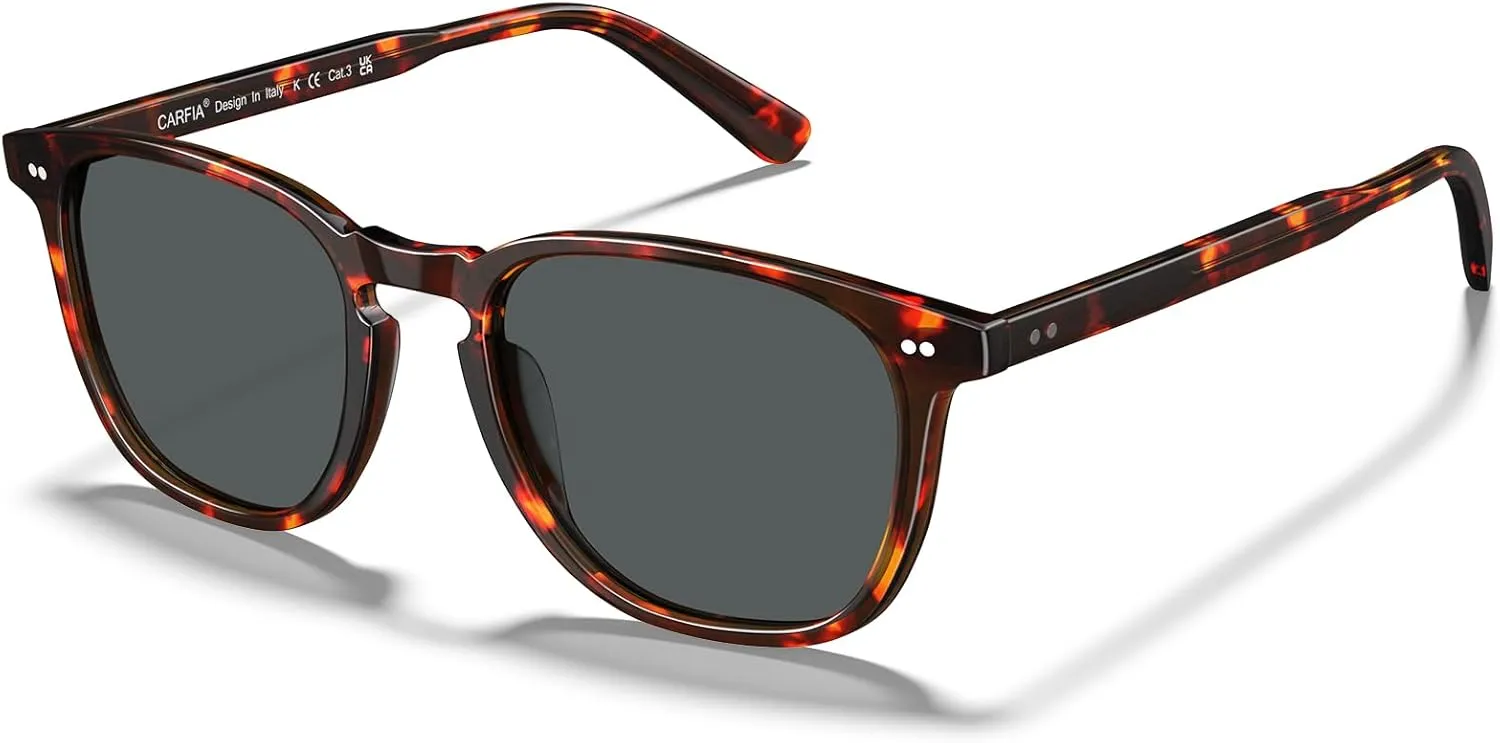 CARFIA Acetate Polarized Sunglasses for Men UV Protection Hand-Crafted Frame CA5285L