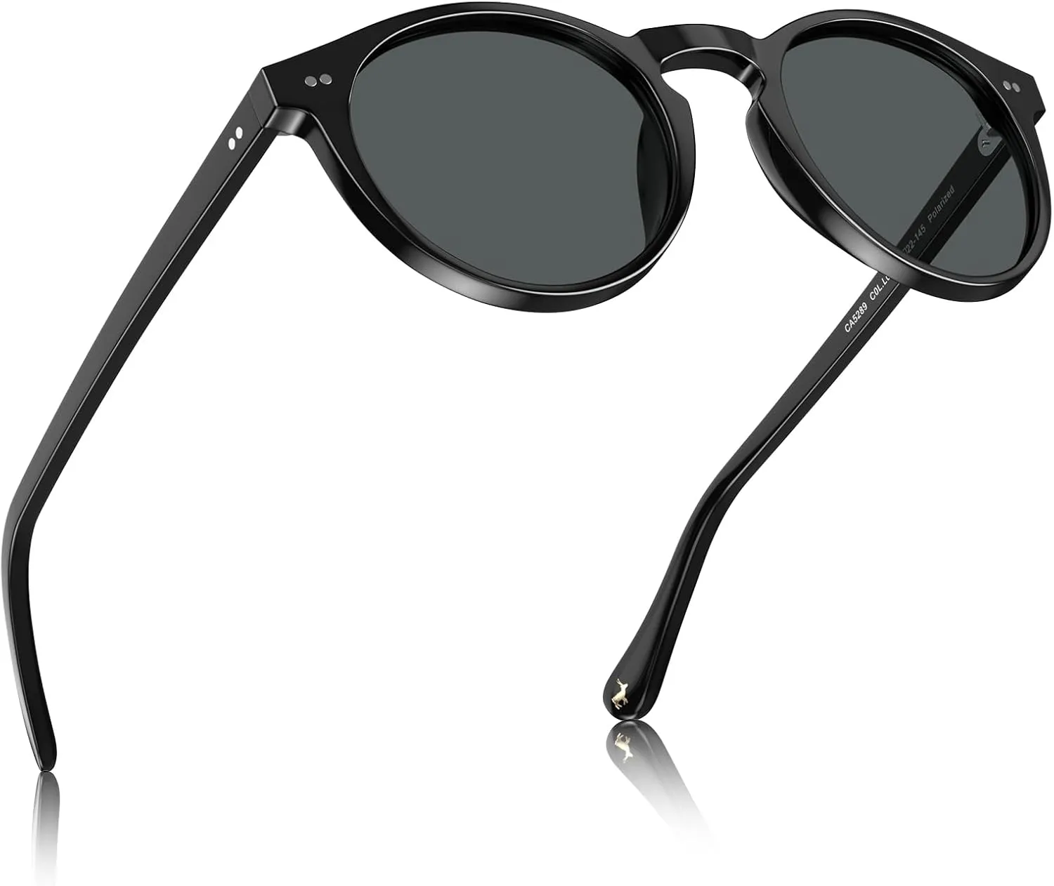CARFIA Acetate Vintage Round Polarized Sunglasses for Men UV400 Lenses Hand-crafted Frame