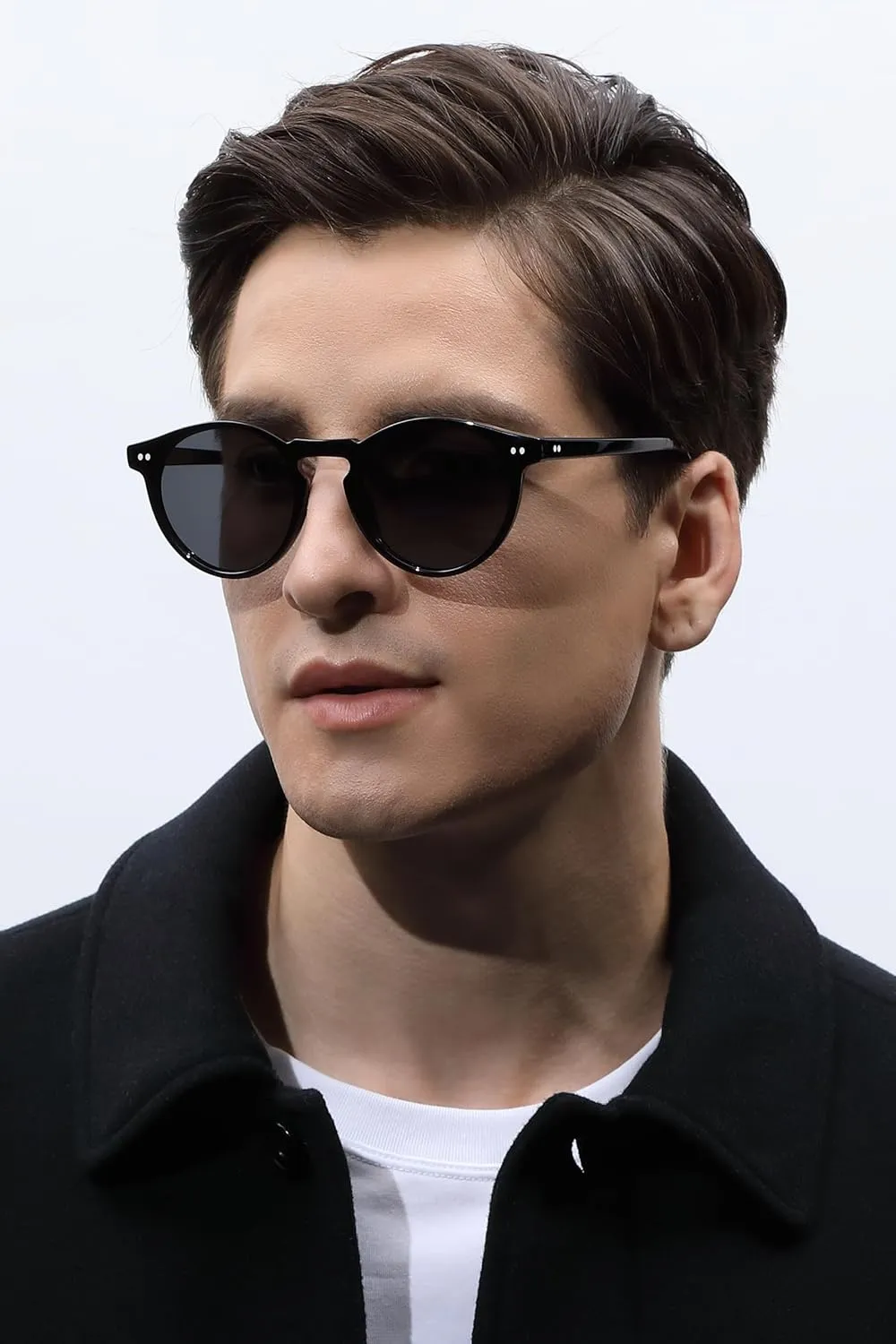 CARFIA Acetate Vintage Round Polarized Sunglasses for Men UV400 Lenses Hand-crafted Frame