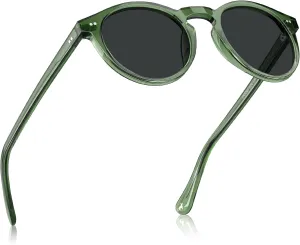 CARFIA Acetate Vintage Round Polarized Sunglasses for Men UV400 Lenses Hand-crafted Frame